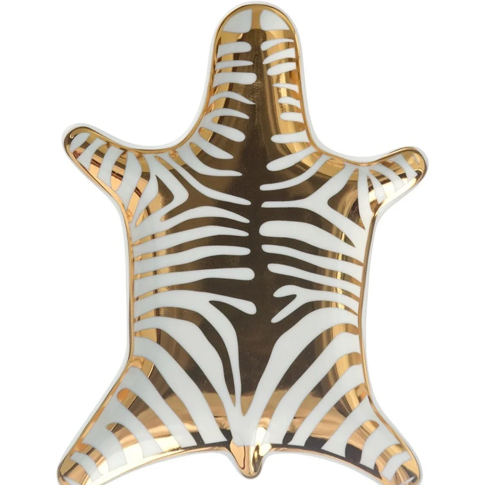 Jonathan Adler Gold and White Zebra Dish